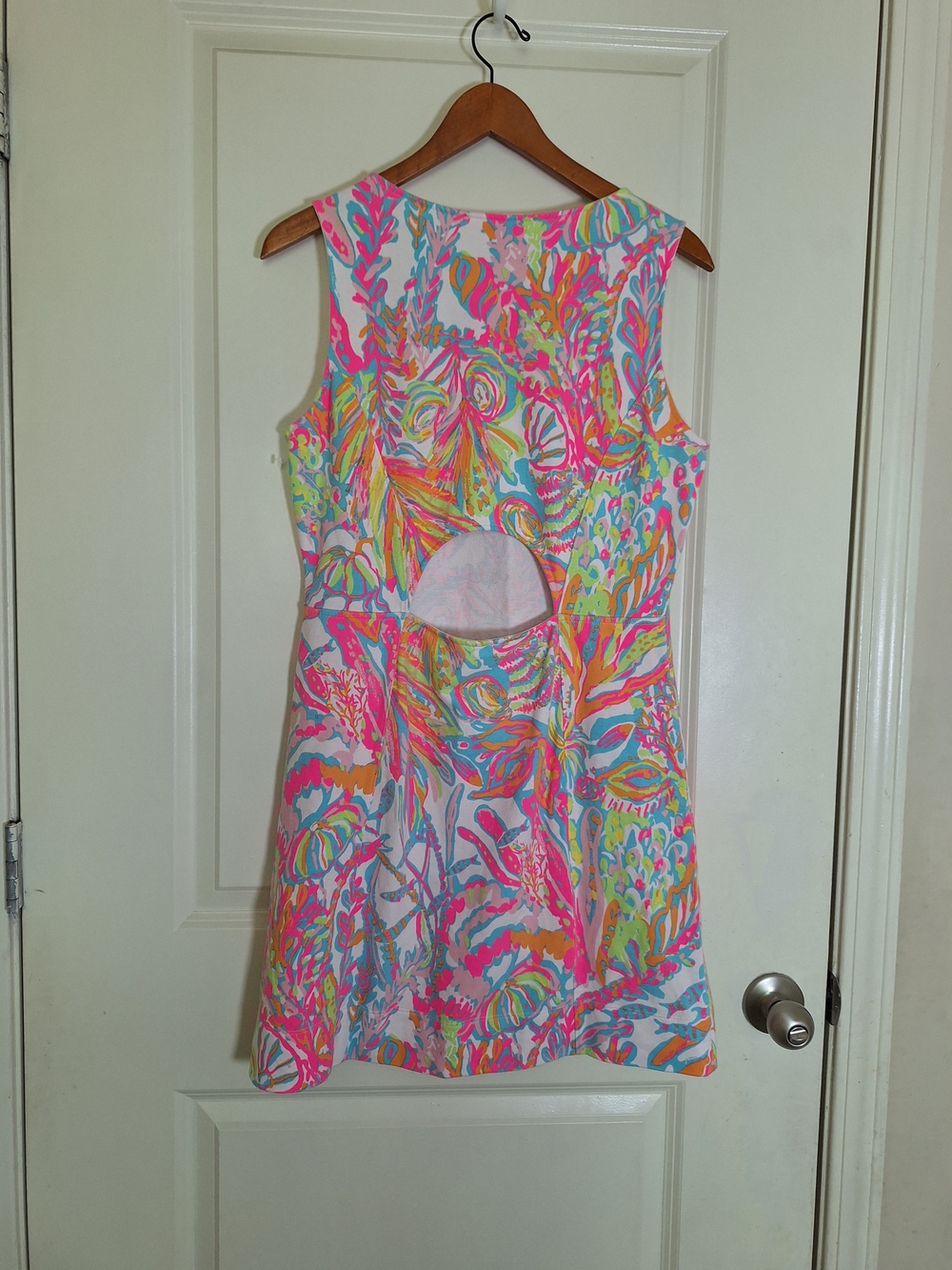 Lilly Pulitzer Scuba To Cuba Whiting Pearl Shift Coral Dress Size L - Picture 4 of 7